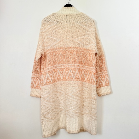 JOIE Cream Chunky Aztec Duster Open Cardigan Sweater Coat Sz M Chunky - Picture 2 of 4
